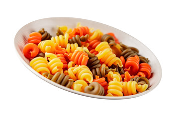 pasta trottole tricolor pasta spiral dish twisted Italian food tasty snack fresh delicious gourmet food background on the table rustic top view copy space  vegan and vegan food