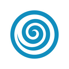 A vibrant blue spiral design against a stark black background representing movement energy and a sense of endless possibility or a hypnotic vortex