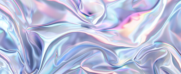Holographic Iridescent Wrinkled Fabric Abstract Background