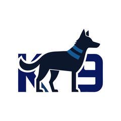 Police dog K9 icon isolated on white background, law enforcement canine silhouette symbol, security and protection illustration design, vector graphic for police force, patrol, guard, service