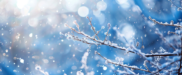 Beautiful Winter Forest with Snow and Sunlight