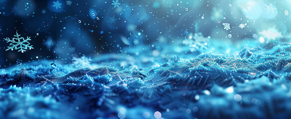 Winter Background with Snowflakes and Frozen Ground