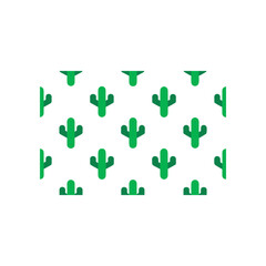 A repeating pattern of stylized green saguaro cacti with arms and simple columnar shapes set against a solid black background creating a desert themed graphic design element