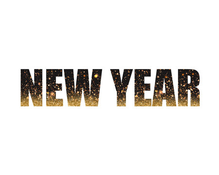 New Year celebration text effect with golden sparkles