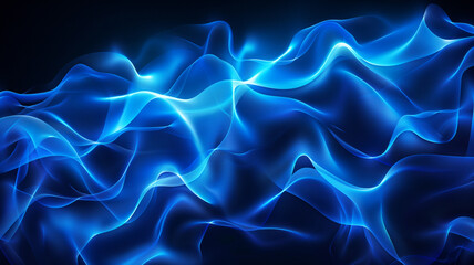 Abstract Blue Glowing Waves of Energy