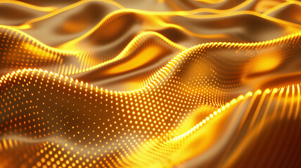 Abstract Digital Wave of Gold Dots