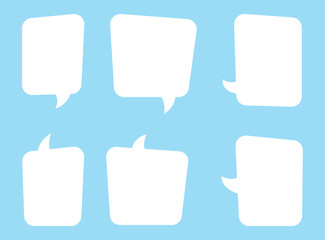 Speech bubbles vector set. Talk bubble icon. Isolated design elements for text, thought, dialogue, conversation. Hand drawn doodle communication frames. Cloud, round and square and rectangular shapes