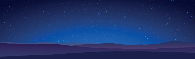 Panoramic landscape of mountains and sunset - Vector illustration