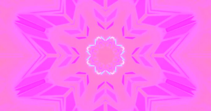 Illustration of a vivid pink and cyan geometric flower design with soft glowing edges