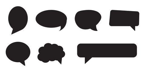 Comic burst, speech bubble, and text box silhouettes in vector style. essential graphic elements set for comic design, pop art, dialog highlights, and creative retro style storytelling