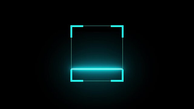 Glowing laser scanning icon with minimal line animation. Scanning icon animation with minimal lines and glowing square effects on dark modern digital background. 4k animation