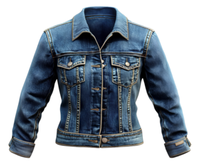 a denim cropped jacket, with a transparent background and no shadow on the ground