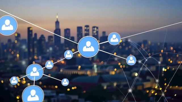 Abstract network connections cityscape - Powered by Adobe