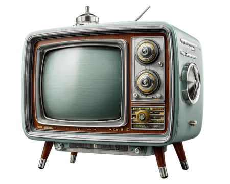  old gray retro television isolated on transparent background