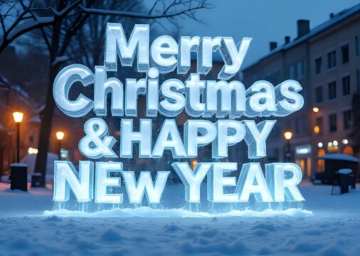 Ice Sculpture Christmas and New Year Greetings