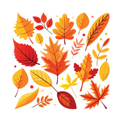 Naklejka premium Vibrant collection of autumn leaves in warm colors