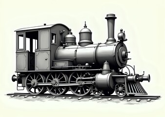 Naklejka premium Vintage Steam Locomotive on Railway Tracks