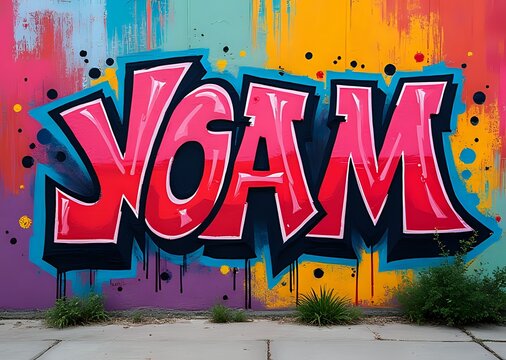 Vibrant Graffiti Mural of the Word "NOAM"
