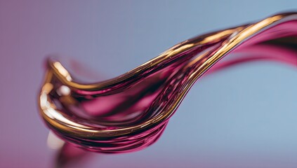 A dynamic abstract design showcases fluid movement and vibrant hues of gold and magenta.