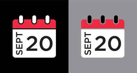 calendar - September 20 icon illustration isolated vector sign symbol