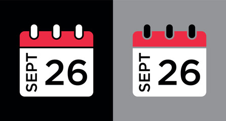 calendar - September 26 icon illustration isolated vector sign symbol