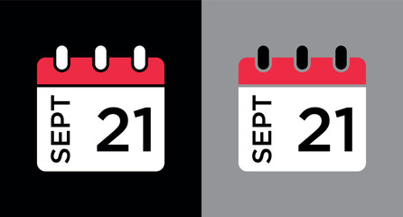calendar - September 21 icon illustration isolated vector sign symbol