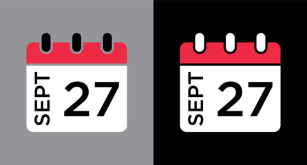 calendar - September 27 icon illustration isolated vector sign symbol