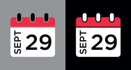 calendar - September 29 icon illustration isolated vector sign symbol