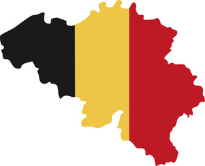 Fototapeta premium Map of Belgium with national flag colors black yellow red symbol design