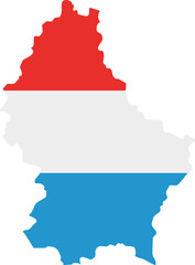 Fototapeta premium Map of Luxembourg with national flag colors red white blue design