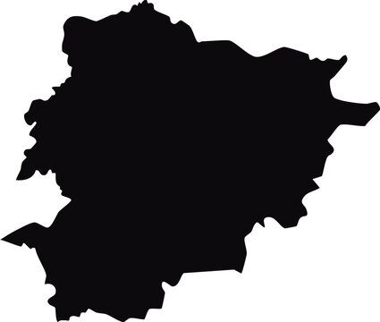 Black silhouette map of Andorra country outline isolated on white background