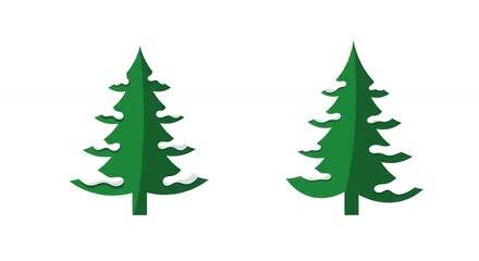 Fototapeta premium Two stylized evergreen trees graphic design