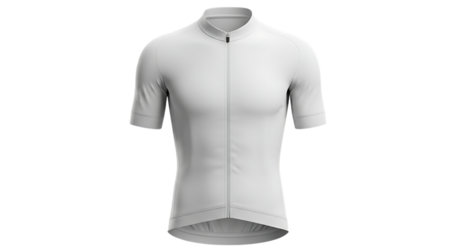 Plain white cycling jersey isolated on transparent background