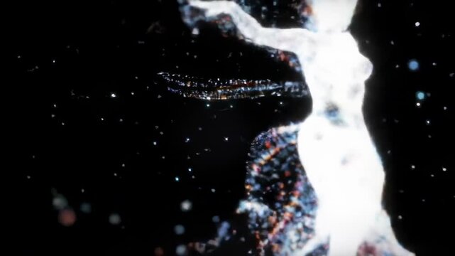 Cosmic Dancer Figure in Space, Stardust Background