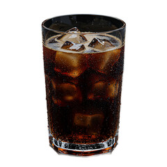 Glass of soda with ice cubes in it