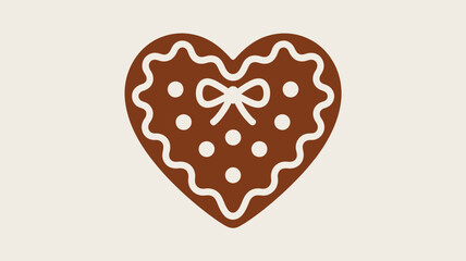 Decorated gingerbread heart cookie with white icing perfect for valentine's day