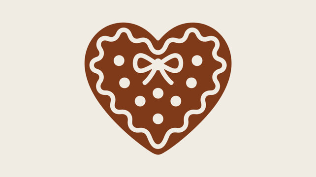 Decorated gingerbread heart cookie with white icing perfect for valentine's day