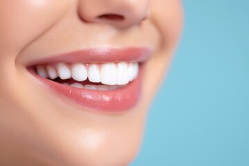 Fototapeta premium Woman's Brilliant Side Smile with Perfect White Teeth
