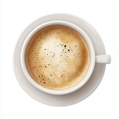 Aromatic Coffee in a White Cup , PNG isolated cut out image