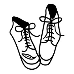 Black and white doodle autumn boots illustration