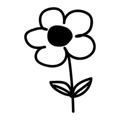 Black and white doodle flower illustration