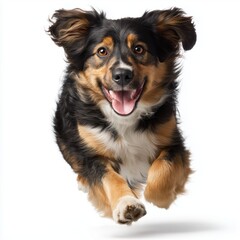 Joyful Dog in Mid-Air Leap , PNG isolated cut out image