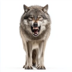 Fototapeta premium Ferocious Grey Wolf Portrait , PNG isolated cut out image