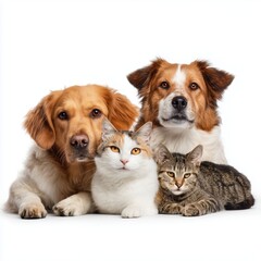 Fototapeta premium Adorable Pets Togetherness , PNG isolated cut out image