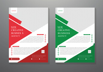 New creative business agency poster design with red and green color schemes
