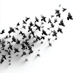 Naklejka premium A Stunning Flock of Birds in Flight , PNG isolated cut out image