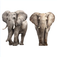Obraz premium Majestic Elephants in Artistic Portrait , PNG isolated cut out image