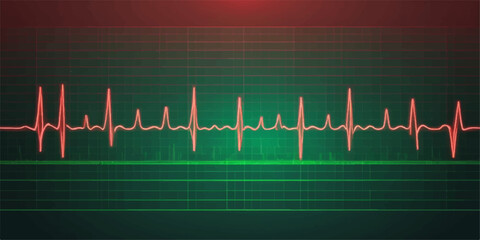 Abstract illustration of a green EKG heartbeat on a monitor showing a life-giving pulse wave
