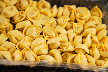 Ravioli raw filled homemade pasta filled raviolis tasty snack fresh delicious gourmet food background on the table rustic top view copy space vegetarian food