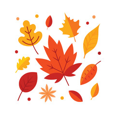 Naklejka premium Vibrant autumn leaves collection falling in a whimsical style